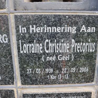 PRETORIUS Lorraine Christine nee GEEL 1939-2006