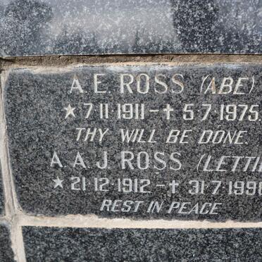 ROSS A.E. 1911-1975 &amp; A.A.J. 1912-1998