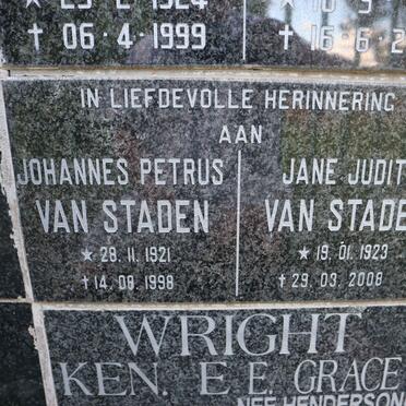 STADEN Johannes Petrus, van 1921-1998 &amp; Jane Judith 1923-2008