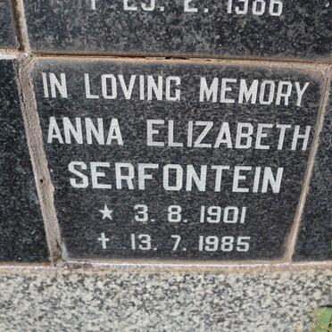 SERFONTEIN Anna Elizabeth 1901-1985