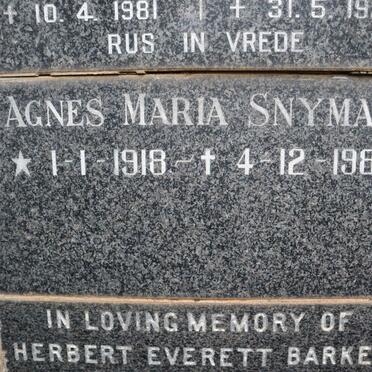 SNYMAN Agnes Maria 1918-1980