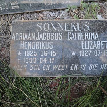 SONNEKUS Adriaan Jacobus Hendrikus 1925-1999 &amp; Catherina Elizabeth 1927-