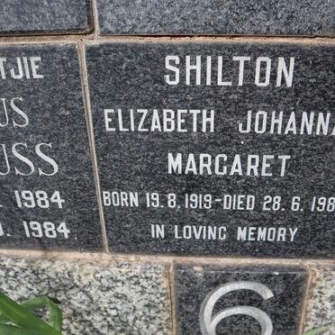 SHILTON Elizabeth Johanna Margaret 1919-1985