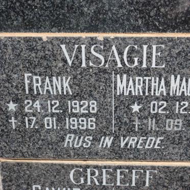 VISAGIE Frank 1928-1996 &amp; Martha Magdalena 1932-1996