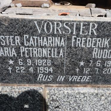VORSTER Frederik Rudolfus 1924-2007 &amp; Hester Catharina Maria Petronella 1928-1994