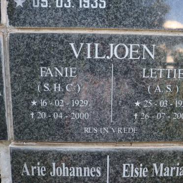VILJOEN S.H.C. 1929-2000 &amp; A.S. 1930-2003