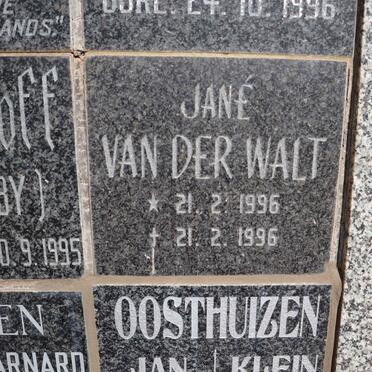 WALT Jané, van der 1996-1996