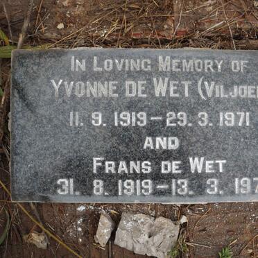 WET Frans, de 1919-1978 &amp; Yvonne VILJOEN 1919-1971