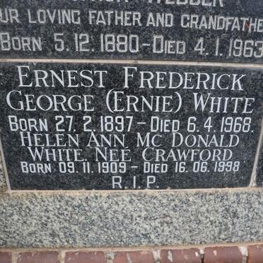 WHITE Ernest Frederick George 1897-1968 &amp; Helen Ann McDonald CRAWFORD 1909-1998