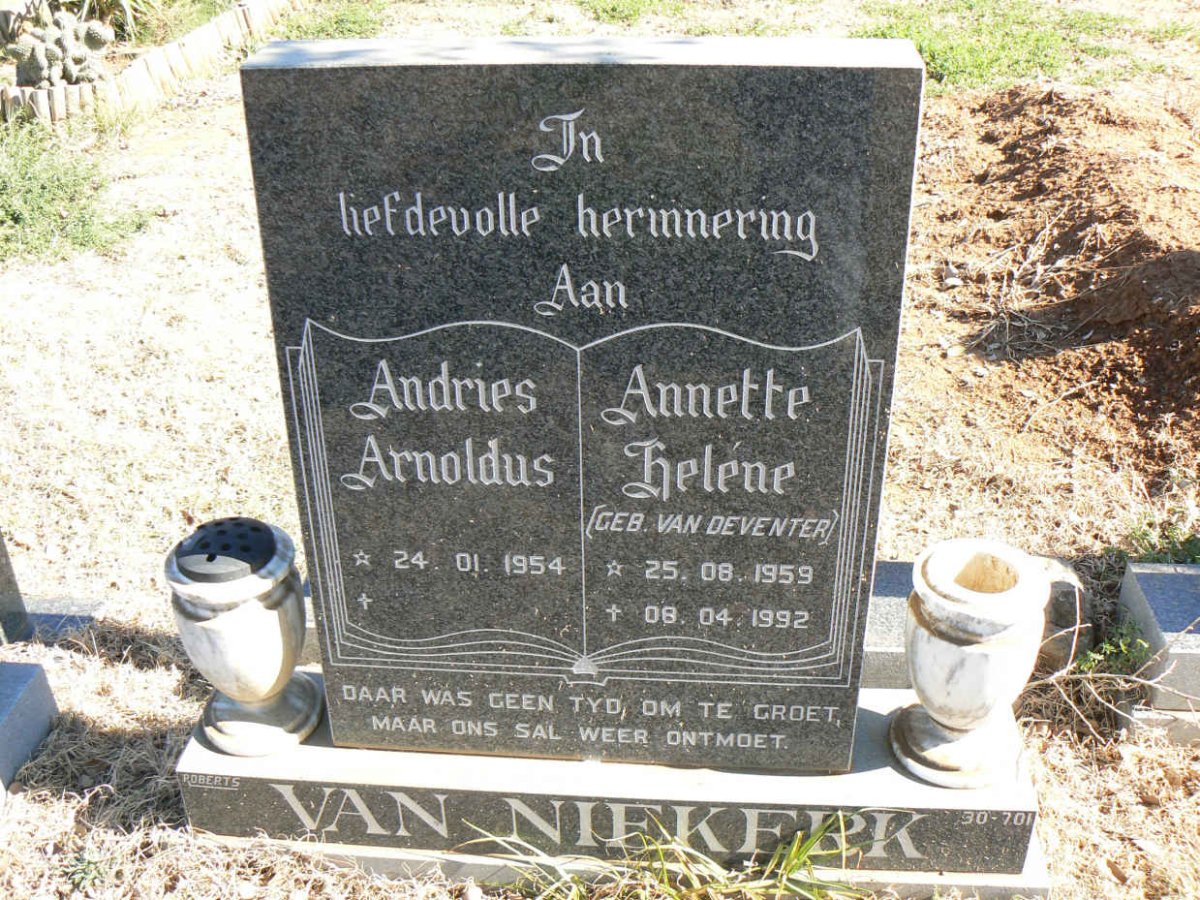 NIEKERK Andries Arnoldus, van 1954- &amp; Annette Helene VAN DEVENTER 1959-1992