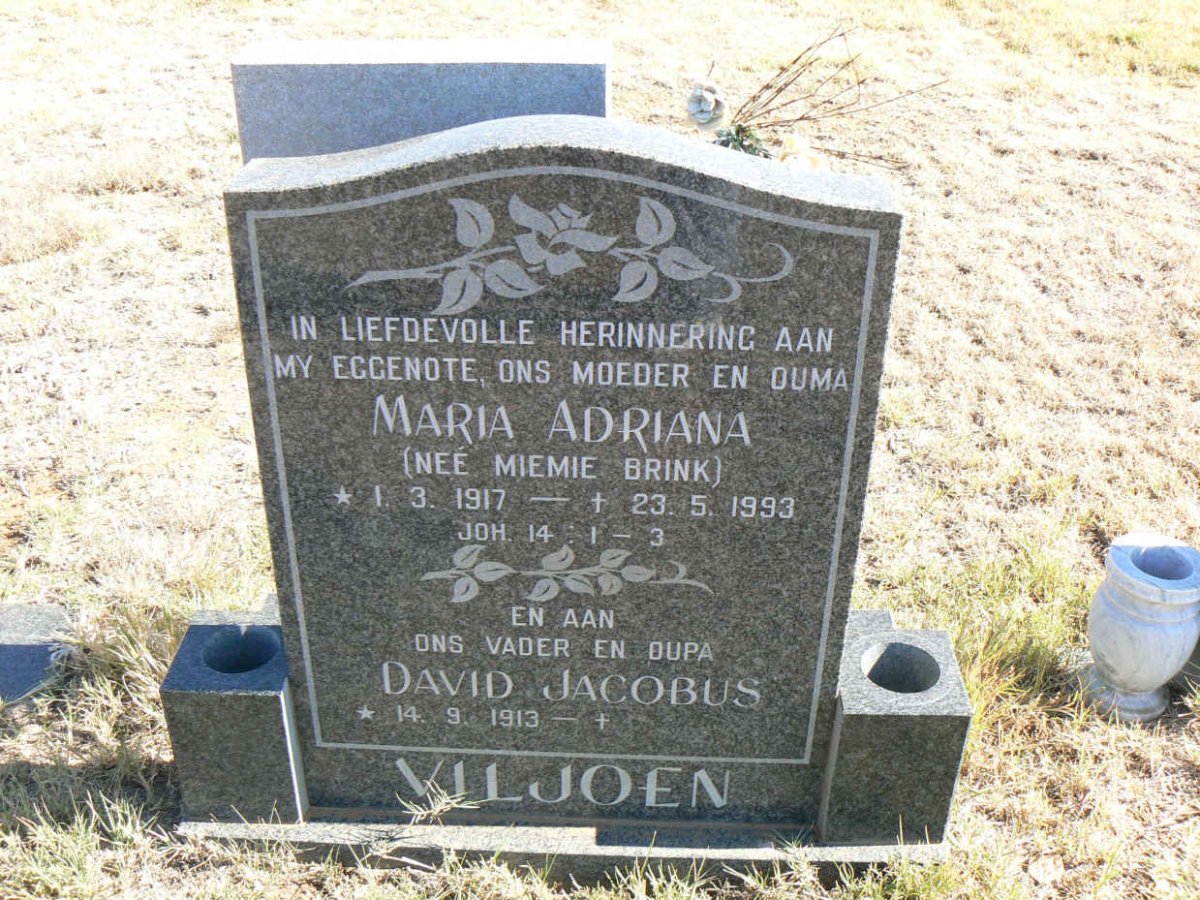 VILJOEN David Jacobus 1913- &amp; Maria Adriana BRINK 1917-1993