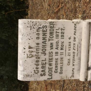 TONDER Sarel Johannes Lodewikus, van 1871-1927