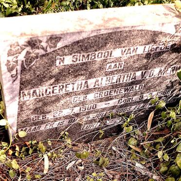 MERWE Margeretha Albertha, van der nee GROENEWALD 1900-1966