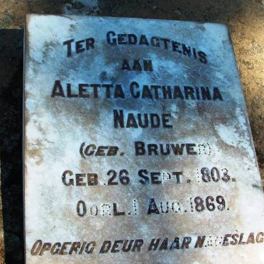 NAUDé Aletta Catharina nee BRUWER 1803-1869