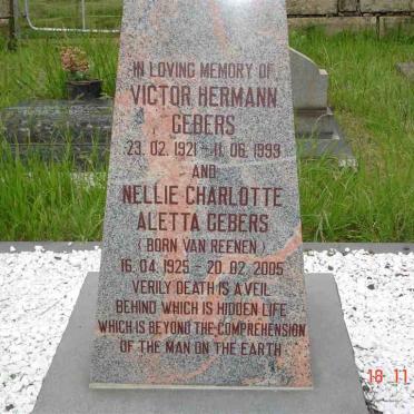 GEBERS Victor Hermann 1921-1999 &amp; Nellie Charlotte Aletta VAN REENEN 1925-2005