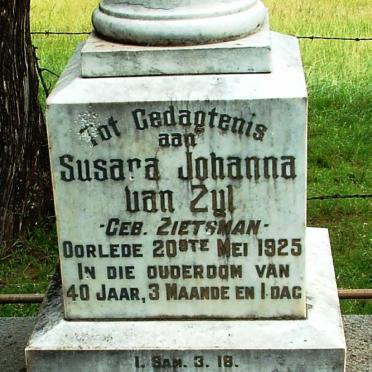 ZYL Susara Johanna, van nee ZIETSMAN -1925