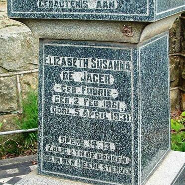 JAGER Elizabeth Susanna, de nee FOURIE 1861-1931