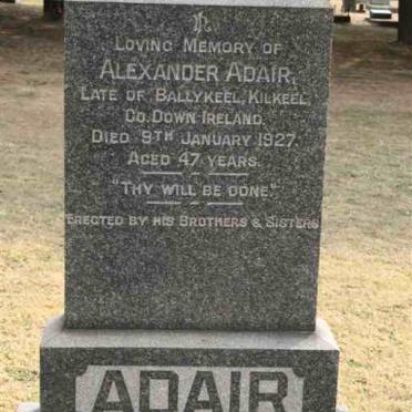 ADAIR Alexander -1927
