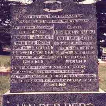 BERG Hendrik Jacobus, van der 1874-1943 &amp; Hendrina Johanna JANSE VAN RENSBURG 1876-1960