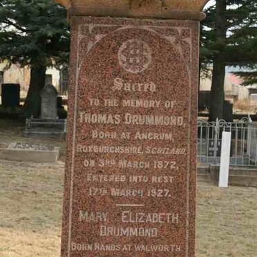 DRUMMOND Thomas 1872-1927 &amp; Mary Elizabeth HANDS 1876-1962
