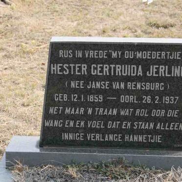 JERLING Hester Gertruida nee JANSE VAN RENSBURG 1859-1937