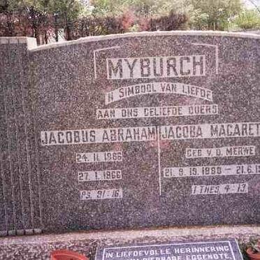MYBURGH Jacobus Abraham 1886-1966 &amp; Jacoba Magaretha V.D. MERWE 1888-1966