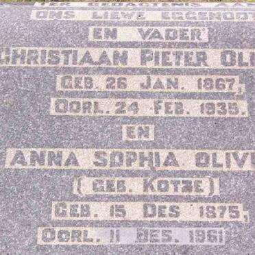 OLIVIER Christiaan Pieter 1867-1935 &amp; Anna Sophia KOTZE 1875-1961