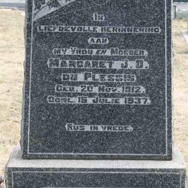PLESSIS Margaret J.C., du 1912-1937