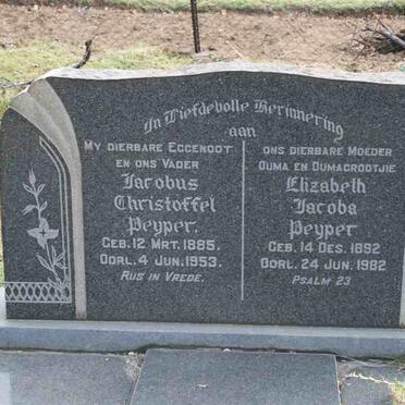 PEYPER Jacobus Christoffel 1885-1953 &amp; Elizabeth Jacoba 1892-1982