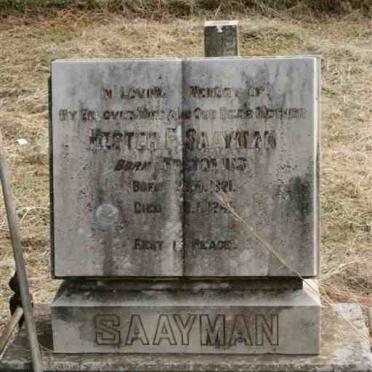 SAAYMAN Hester F. nee PRETORIUS 1891-1941