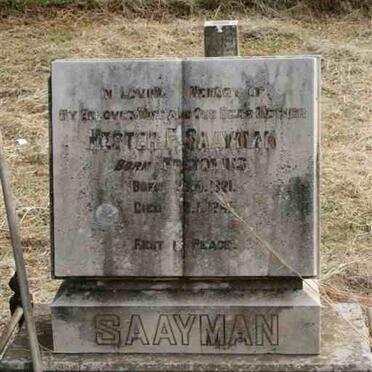SAAYMAN Hester F. nee PRETORIUS 1891-1941