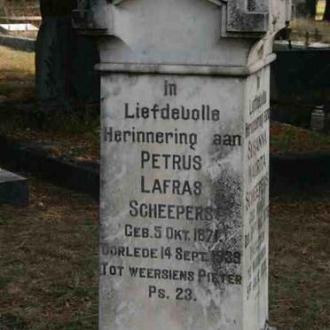 SCHEEPERS Petrus Lafras 1871-1939 &amp; Susanna Magrita HUMAN 1876-1930