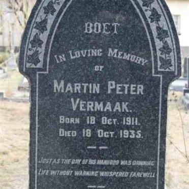 VERMAAK Martin Peter 1911-1935