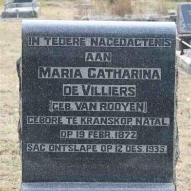 VILLIERS Maria Catharina, de nee VAN ROOYEN 1872-1935