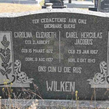 WILKEN Carle Herculas Jacobus 1867-1945 &amp; Carolina Elizabeth SLABBERT 1872-1937