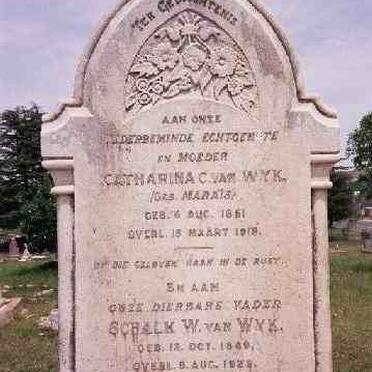 WYK Schalk W., van 1849-192? &amp; Catharina C. MARAIS 1851-1918