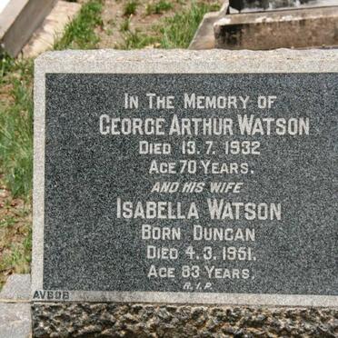 WATSON George Arthur -1932 & Isabella DUNCAN -1951
