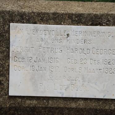 BEER Gerrit Petrus, de 1916-1917 :: DE BEER Harold George 1923-1925