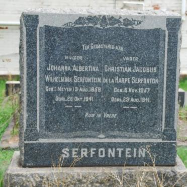 SERFONTEIN Christian Jacobus de la Harpe 1857-1941 &amp; Johanna Albertina Wilhelmina MEYER 1858-1941