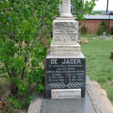 JAGER Lourens Nicolaas Jacobus, de 1874-1919 &amp; Susanna Helena V.D. MERWE 1877-1928