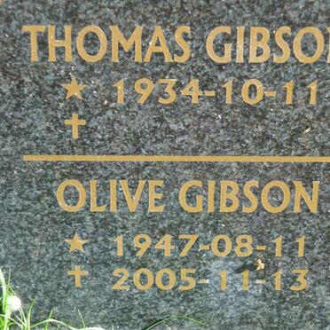 GIBSON Thomas 1934- &amp; Olive 1947-2005