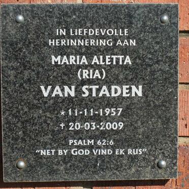 STADEN Maria Aletta, van 1957-2009