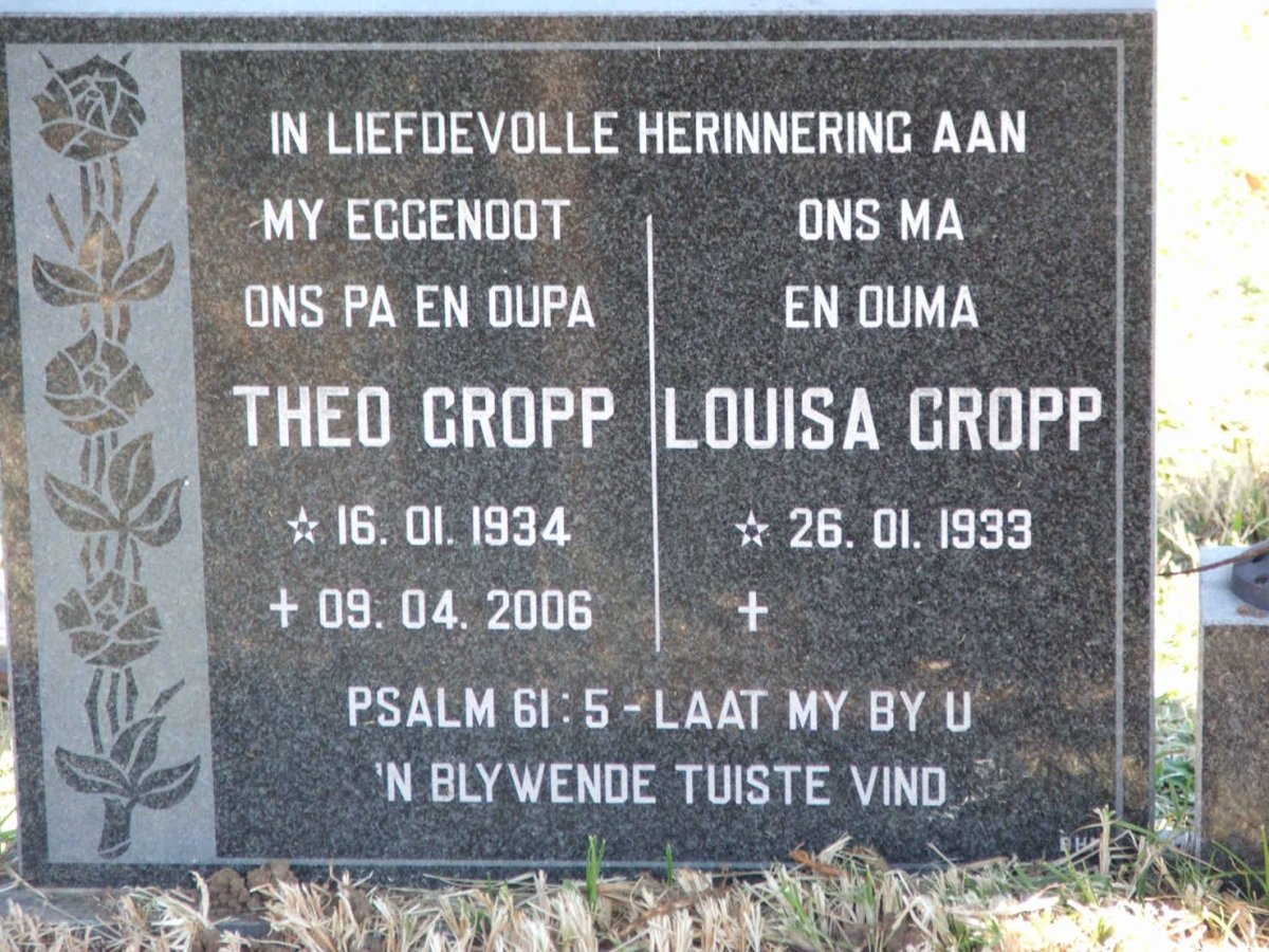 GROPP Theo 1934-2006 & Louisa 1933-2010