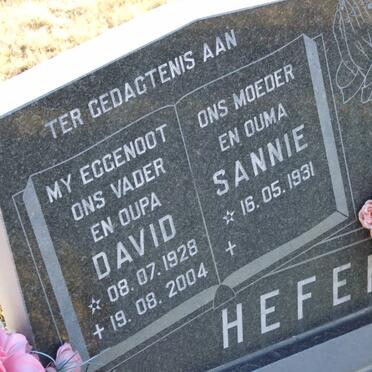 HEFER David 1928-2004 &amp; Sannie 1931-