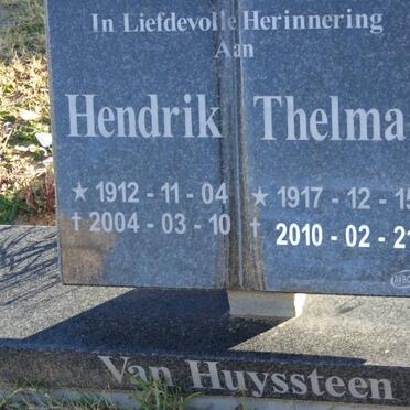 HUYSSTEEN Hendrik, van 1912-2004 &amp; Thelma 1917-2010