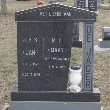 JAGER J.H.S., de 1924-1999 &amp; M.E. RAVENSCROFT 1929-