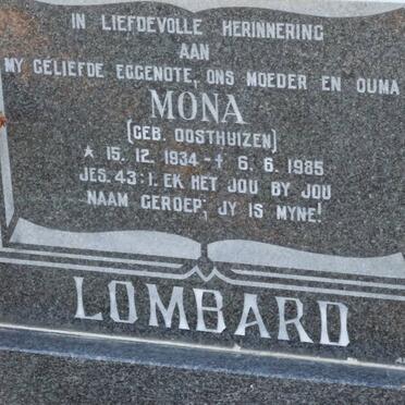 LOMBARD Mona nee OOSTHUIZEN 1934-1985