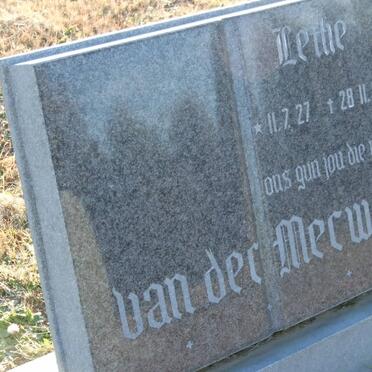 MERWE Lethe, van der 1927-1986