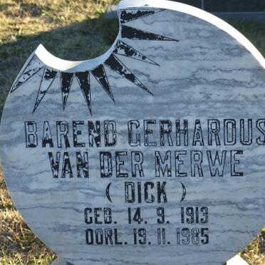 MERWE Barend Gerhardus, van der 1913-1985