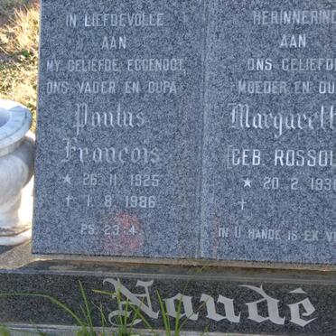 NAUDÉ Paulus Francois 1925-1986 &amp; Margaretha ROSSOUW 1930-